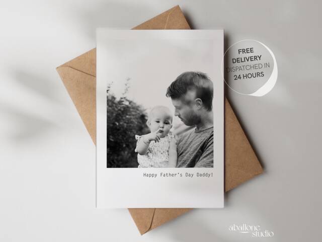 Personalised Birthday Card Custom Photo Print First Present For Dads Gift From Kids Black & White - image 1