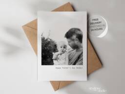 Personalised Birthday Card Custom Photo Print First Present For Dads Gift From Kids Black & White - thumbnail 1