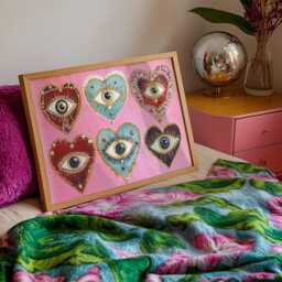 Coquette Heart Eye Art Print Pink Maximalist Bedroom Decor - thumbnail 3