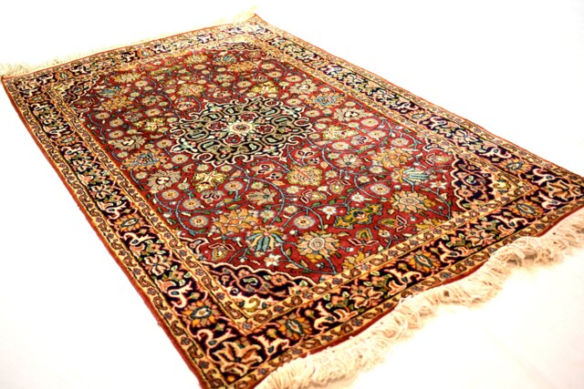 Traditional Luxury Handmade Silk On Cotton Rug, Handwoven Persian Design Home Decorative Rug, 4x2.5 Sq.ft Size - image 1