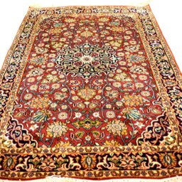 Traditional Luxury Handmade Silk On Cotton Rug, Handwoven Persian Design Home Decorative Rug, 4x2.5 Sq.ft Size - thumbnail 2