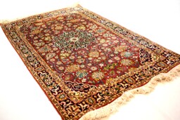 Traditional Luxury Handmade Silk On Cotton Rug, Handwoven Persian Design Home Decorative Rug, 4x2.5 Sq.ft Size