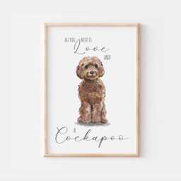 Brown Cockapoo Print, Home Decor, Print , Pet Dog Wall Art, Gift Keep Sake, Illustration, Art - thumbnail 1