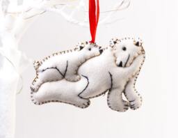 Felt Polar Bear & Cubs Christmas Ornament Eco-Friendly Tree Decoration - thumbnail 1