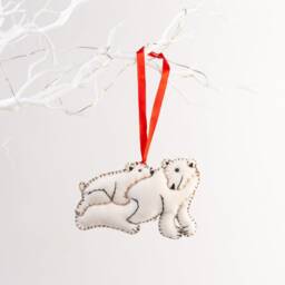 Felt Polar Bear & Cubs Christmas Ornament Eco-Friendly Tree Decoration - thumbnail 3