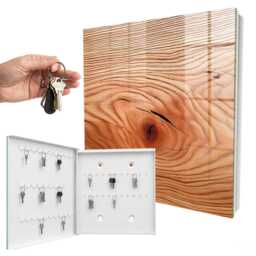 Wood Grain Key Cabinet For Home, Brown Box Wall, Rustic Textures, Nature Lovers - thumbnail 2
