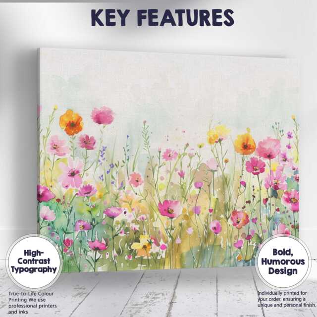 Delicate Pink Wildflower Watercolour Meadow Botanical Landscape Canvas Wall Art Print Decor Picture Ready To Hang - image 1