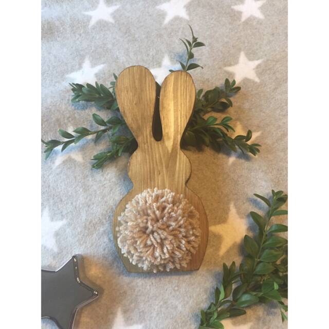 Wooden Rabbit, Bunny With Fawn Pom Tail, Easter Gift, Decoration, Nursery Home Decor, Personalised - image 1