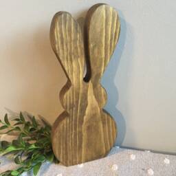 Wooden Rabbit, Bunny With Fawn Pom Tail, Easter Gift, Decoration, Nursery Home Decor, Personalised - thumbnail 2