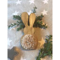 Wooden Rabbit, Bunny With Fawn Pom Tail, Easter Gift, Decoration, Nursery Home Decor, Personalised - thumbnail 1