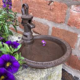 Small Cast Iron Metal Pump Style Bird Bath/Garden Feeder - thumbnail 3