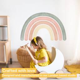 Boho Rainbow Wall Sticker - Fabric Peel & Stick Decal For Nursery, Kids Room Playroom - thumbnail 2