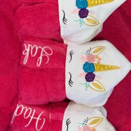 Personalized Hooded Towel, Unicorn, Bath Wrap, Infant & Toddler, Baby Gift, Birthday Gift - thumbnail 4