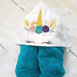 Personalized Hooded Towel, Unicorn, Bath Wrap, Infant & Toddler, Baby Gift, Birthday Gift - thumbnail 3