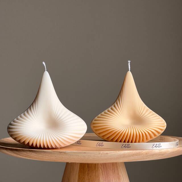 Handmade Ribbed Pyramid Soy Candle - Unique Home Decor - image 1