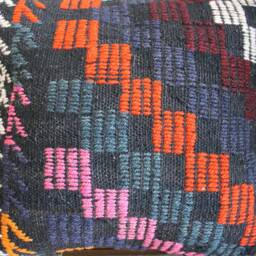40cm - 16Inch Vintage Kilim Cushion Cover Handwoven - Boxed Motifs Deep Rich Colours - thumbnail 2