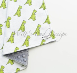 Dinosaur Minky Lovey Personalized Green Dino, Baby Snuggle Blanket