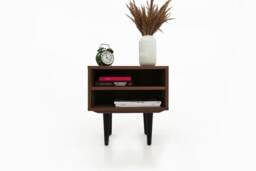 Nightstand With Open Shelf in Mid-Century Modern Style Made Of Solid Walnut, Bedside Table Livlo O-P06 - thumbnail 1