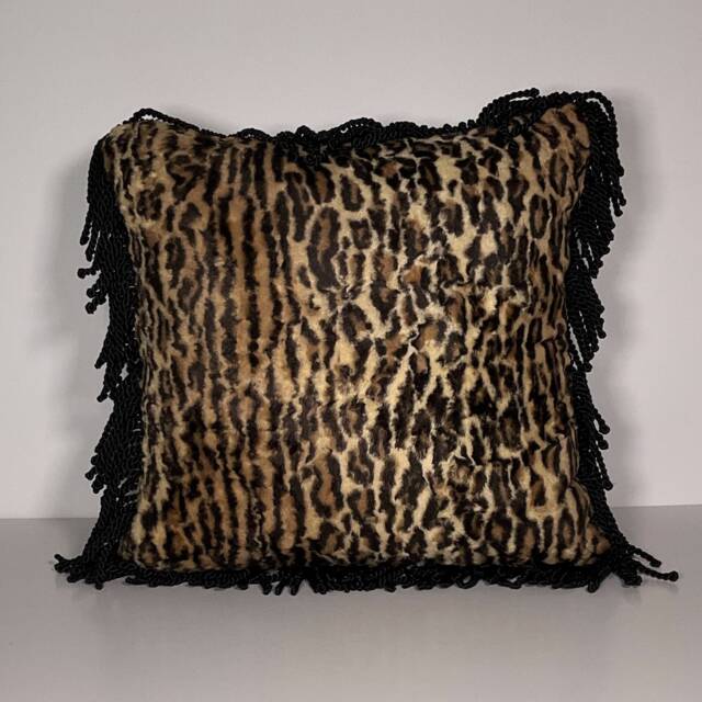 "Leopard-Print Silk Velvet Pillow, 16""x16" - image 1