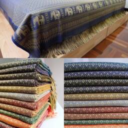Elephant Brocade Fabric Thai Bed Cover, Upholstery Textile 80x102 Inches - thumbnail 2