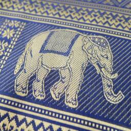 Elephant Brocade Fabric Thai Bed Cover, Upholstery Textile 80x102 Inches - thumbnail 3