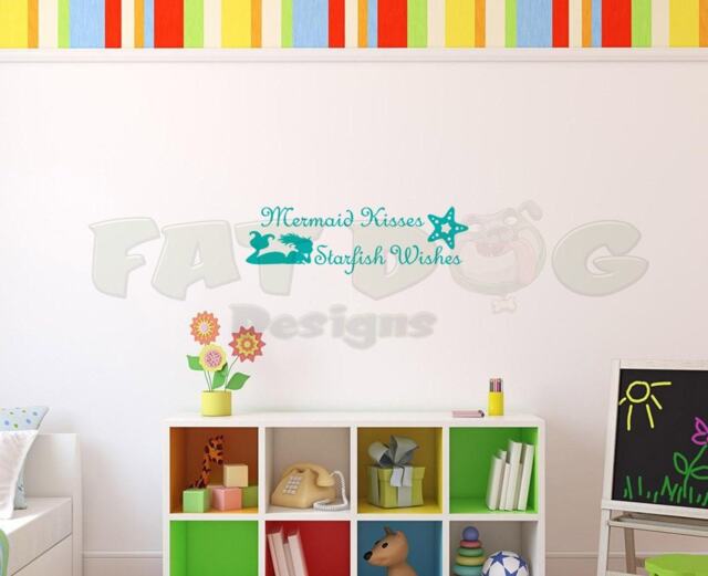 Mermaid Kisses Starfish Wishes Wall Decal, Bedroom Stickers, Girls Room Decor, Art, Nursery Art - image 1