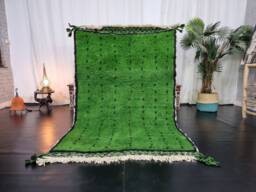 Cute Beniourain Rug, Moroccan Handmade Rug, Grass Green Dotted Wool Azilal Berber Handwoven Bohemian Rug - thumbnail 1
