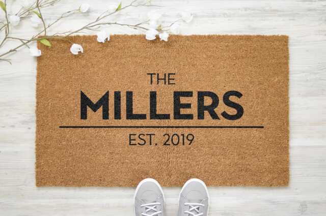 Brush Door Mat Personalised Front Custom Printed Family Name, Gift Modern New Home - Unique Christmas - image 1