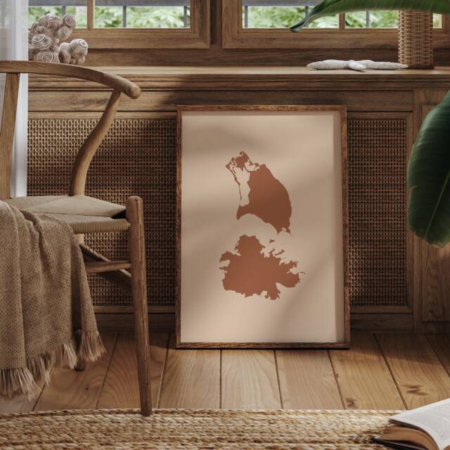 Antigua & Barbuda Map Boho Wall Art Print Mid Century Caribbean Travel Poster West Indies - image 1