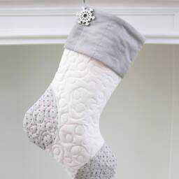 Personalized Quilted Christmas Stocking, Farmhouse Decor - thumbnail 3