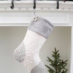 Personalized Quilted Christmas Stocking, Farmhouse Decor - thumbnail 2