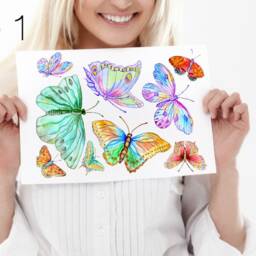 Wall Decals Butterflies 9-Set, Removable Furniture Decals, Home D??cor, Tile For Bathroom, Kitchen, Living Room - thumbnail 3