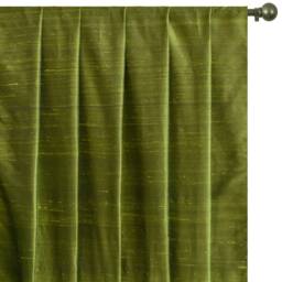 Olive Green Silk Dupioni Curtain Panels - Rod Pocket, Grommet, Box Pleat, Three Pinch Tab Top & Plain Ring Top - thumbnail 1