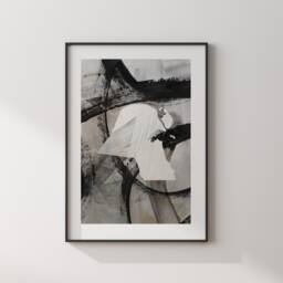 Kuwait Map - Black & Grey Abstract Painting Of Wall Art Print Traval Poster - thumbnail 3