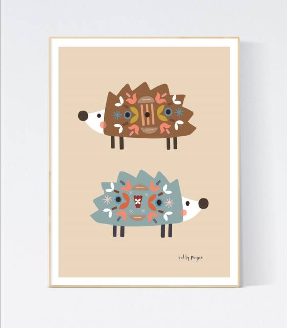 Hedgehog Folk Wall Art - Wall Children's Prints Illustration