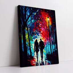 Couple Walking Starry Night Abstract Oil Painting Style Wall Art, Framed Canvas Poster Print, Home Kitchen Office Room Decor, Gifts - thumbnail 2