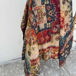 Persian Kantha Quilt Hand-stitched Cotton Bedspread, Boho Throw Blanket Decor - thumbnail 2