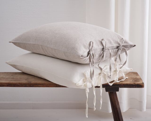 Natural Linen Pillowcase With Ties, Organic Linen Cushion Cover Handmade Pillow Cover, Sham - image 1