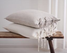 Natural Linen Pillowcase With Ties, Organic Linen Cushion Cover Handmade Pillow Cover, Sham - thumbnail 1