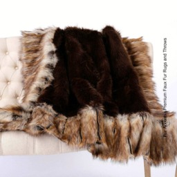 Faux Fur Throw Blanket, Brown Bear Fox Border, Luxury Shag Bedspread - thumbnail 2