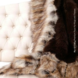 Faux Fur Throw Blanket, Brown Bear Fox Border, Luxury Shag Bedspread