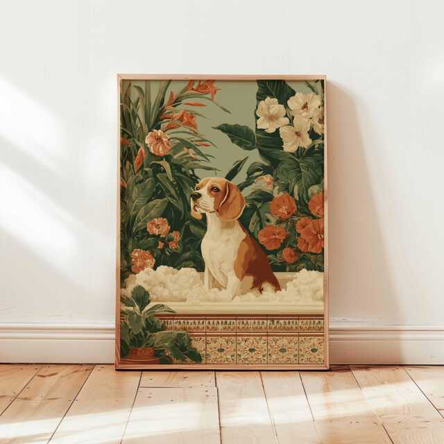 Beagle Poster, Dog Wall Art, Print, Cute Pet Decor, Animal Illustration, Lover Gift, Home Print - image 1