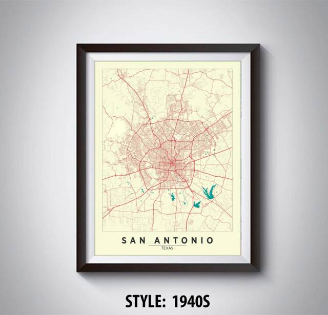 San Antonio Tx Map Poster Vintage Style Travel Wall Art - image 1
