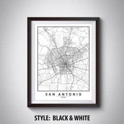 San Antonio Tx Map Poster Vintage Style Travel Wall Art - thumbnail 2