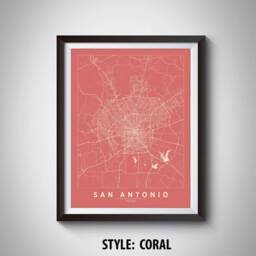 San Antonio Tx Map Poster Vintage Style Travel Wall Art - thumbnail 3