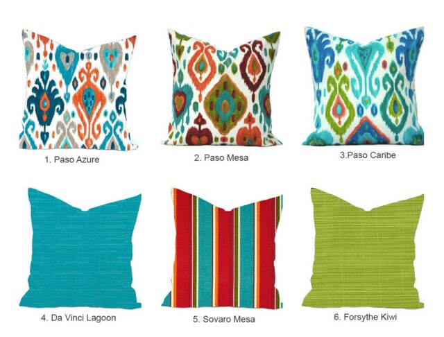 One High Quality Outdoor Pillow Cover, Blue Pillow, Decorative Throw Pillow, Accent Throw Orange Pillow - image 1