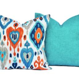 One High Quality Outdoor Pillow Cover, Blue Pillow, Decorative Throw Pillow, Accent Throw Orange Pillow - thumbnail 3