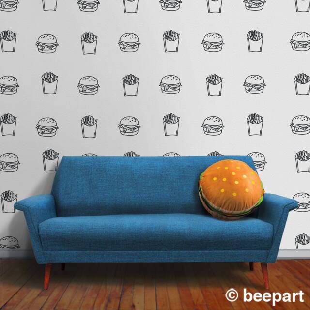 Burger & Fries Wall Decal Set Restaurant Food Sticker Designs - image 1