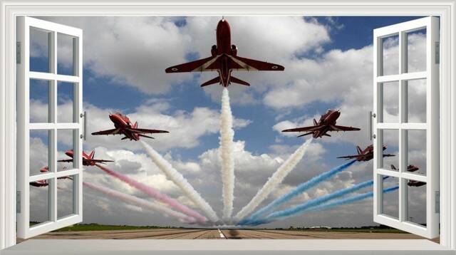 Red Arrows Planes Raf Magic Window Wall Art Self Adhesive Sticker Decal Print Graphic Design Poster Various Sizes