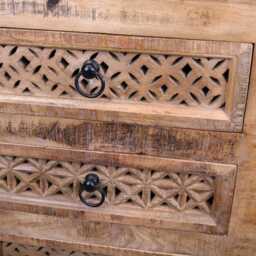 Charvi Mango Wood Bedside Cabinet 3 Drawer - thumbnail 3